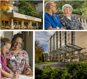 smiling residents and caregivers, long term care facility at CESLC