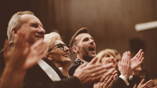 seniors out in rockeville maryland clapping after a show